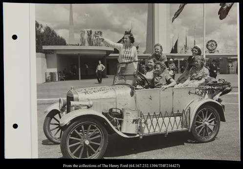 The girls missed Henry Ford in New York.  Found in the archives at The Henry Ford Museum, this picture was taken by a Ford photographer at the New York Worlds Fair and sent to Detroit for Henry Ford's Signature.