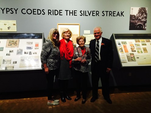 Kimberly Rusesky, grand niece of Winnie Swearingen Hays, Kathie Blakkan, Daughter of Darlene Dorgan Bjorkman, Winnie Swearingen Hays and John Butte at the Peoria Riverfront Museum reception for the exhibit opening, 