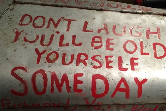 Lizzie Label on the right side of the Silver Streak Hood, Darlene's favorite slogan