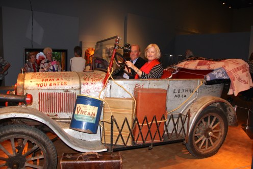Kathie Blakkan and her husband Bruce looking pretty comfortable in the Silver Streak. Kathie's mother Darlene owned the car and led friends on 8 long summer vacations.
